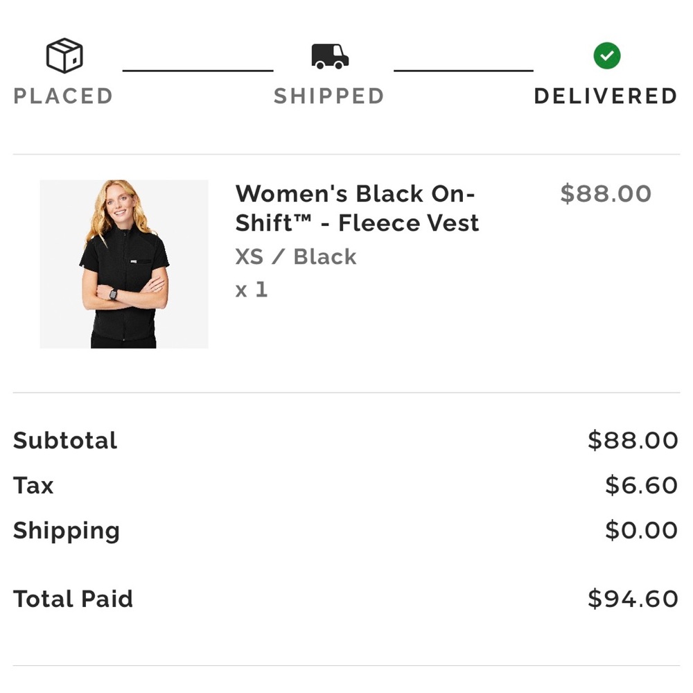 Figs XS On Shift Fleece Vest in Black